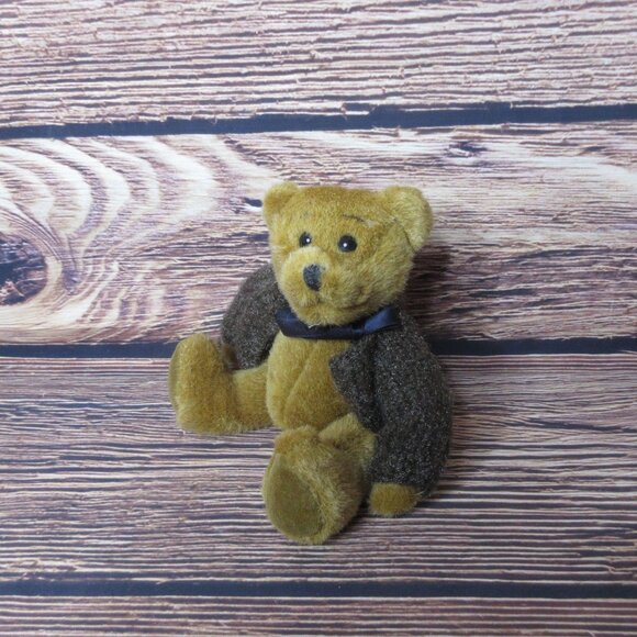 Boyds Bear Jointed Plush Light Brown Fur in brown Sweater - Vintage 1994 - Picture 4 of 6